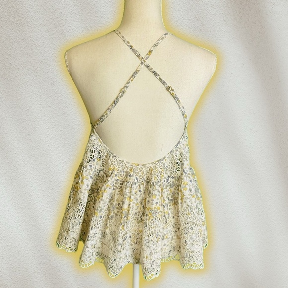 NWOT Free People ‘Sage’ Floral Peplum Tank With Eyelet Details Size XS - Picture 7 of 11